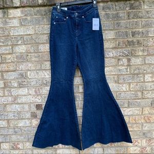 Free People Jeans NWT CRVY Collection High Rise Lace-Up Flare Worn Dark Size 28